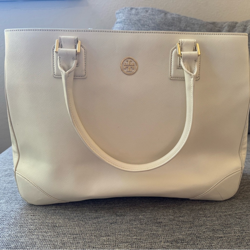 Tory Burch Cream Structured Tote